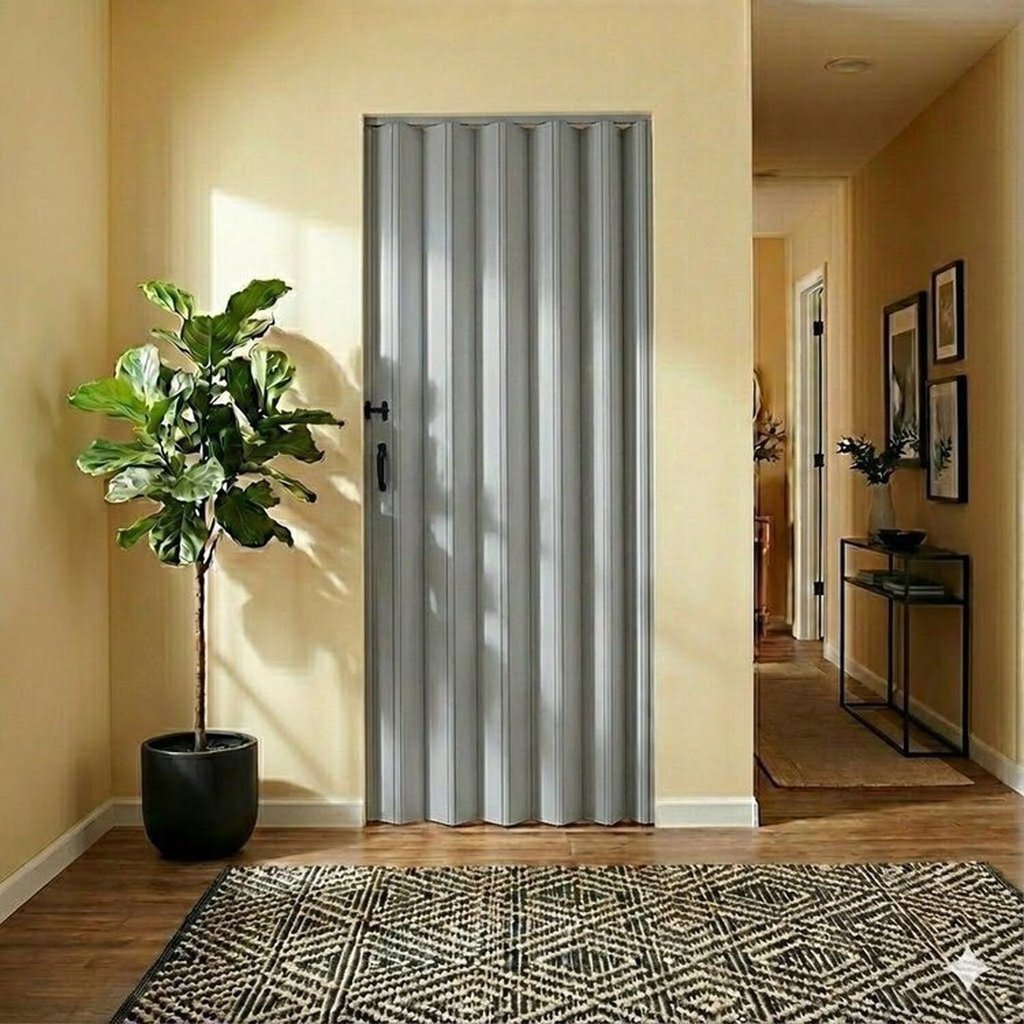 Kit 3 Portas Sanfonada de Pvc 210cm X 90cm Belplast Cinza
