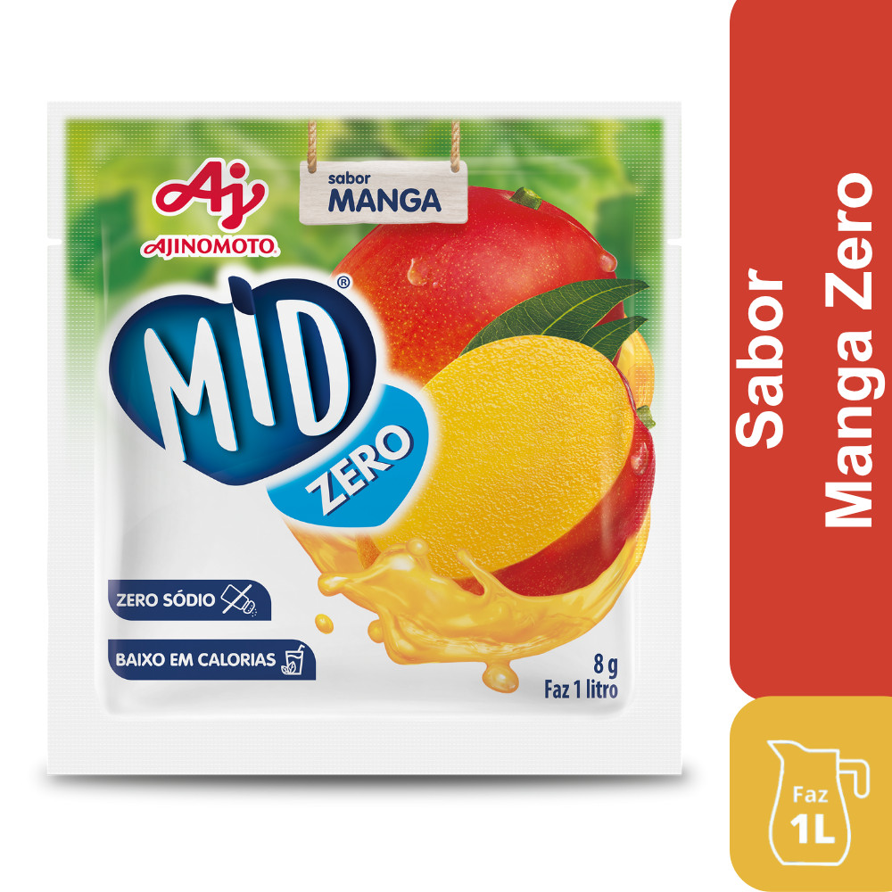 Kit Refresco em Pó MID® Zero Sabor Manga Com 5 Unidades de 8g