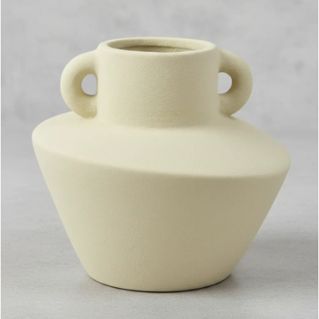 Vaso Cachepot Decorativo Em Cerâmica Bege Pequeno