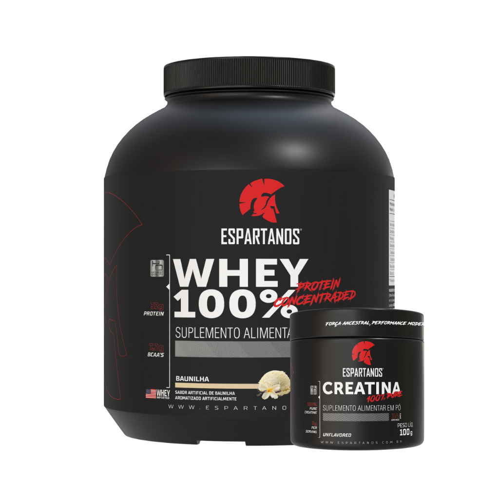 Whey Protein Concentrado 100% Puro 1800g, Creatina Monohidratada 100% Pura 100g