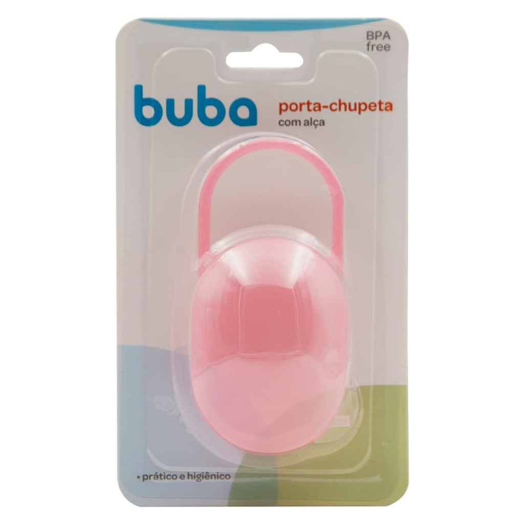 Porta Chupeta com Alça Plástico Bebê Infantil Rosa Buba