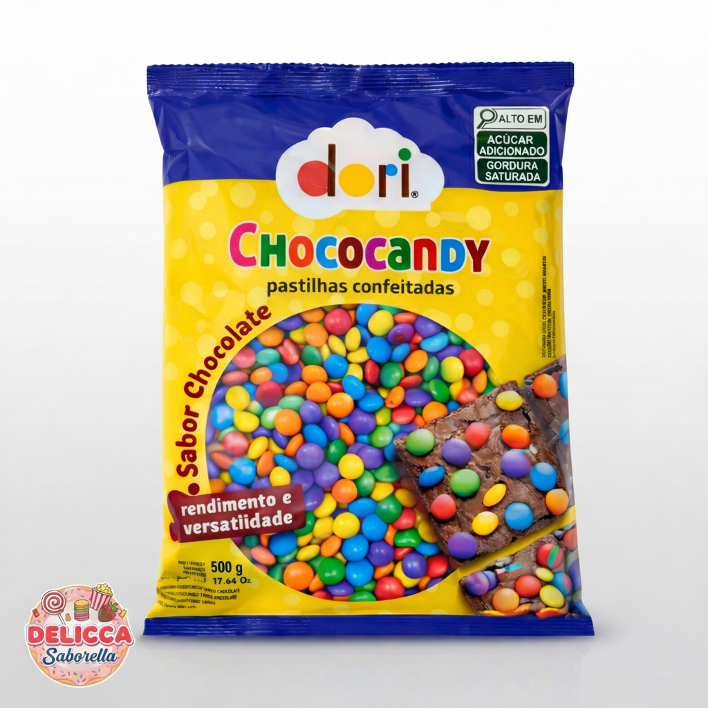 Chocolate Confeito Colorido Chococandy 500g Pastilhas Confeitadas Kit Dori.