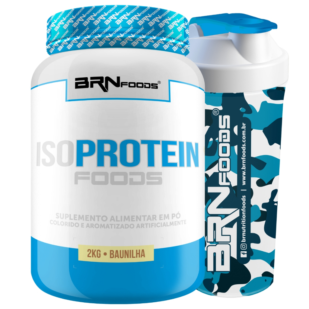 Kit Iso Protein Foods 2kg + Coqueteleira 600ml - Ganho de Massa Magra - BRN FOODS