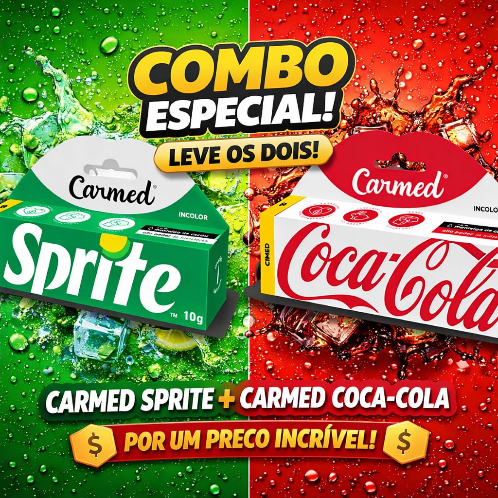 Hidratante Labial Carmed Sprite + Carmed Coca-Cola Incolor