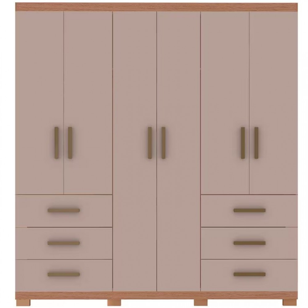 Guarda-Roupa Casal Bartira Santiago com 209,2cm de Largura 6 Portas e 6 Gavetas Externas