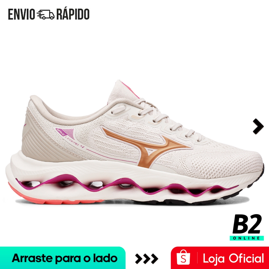 Tênis Mizuno Wave Legend 4 Feminino Bege Original com Nota Fiscal e Garantia