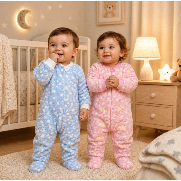 Macacão Infantil Brilha no Escuro Fleece Quentinho 0 a 24 Meses