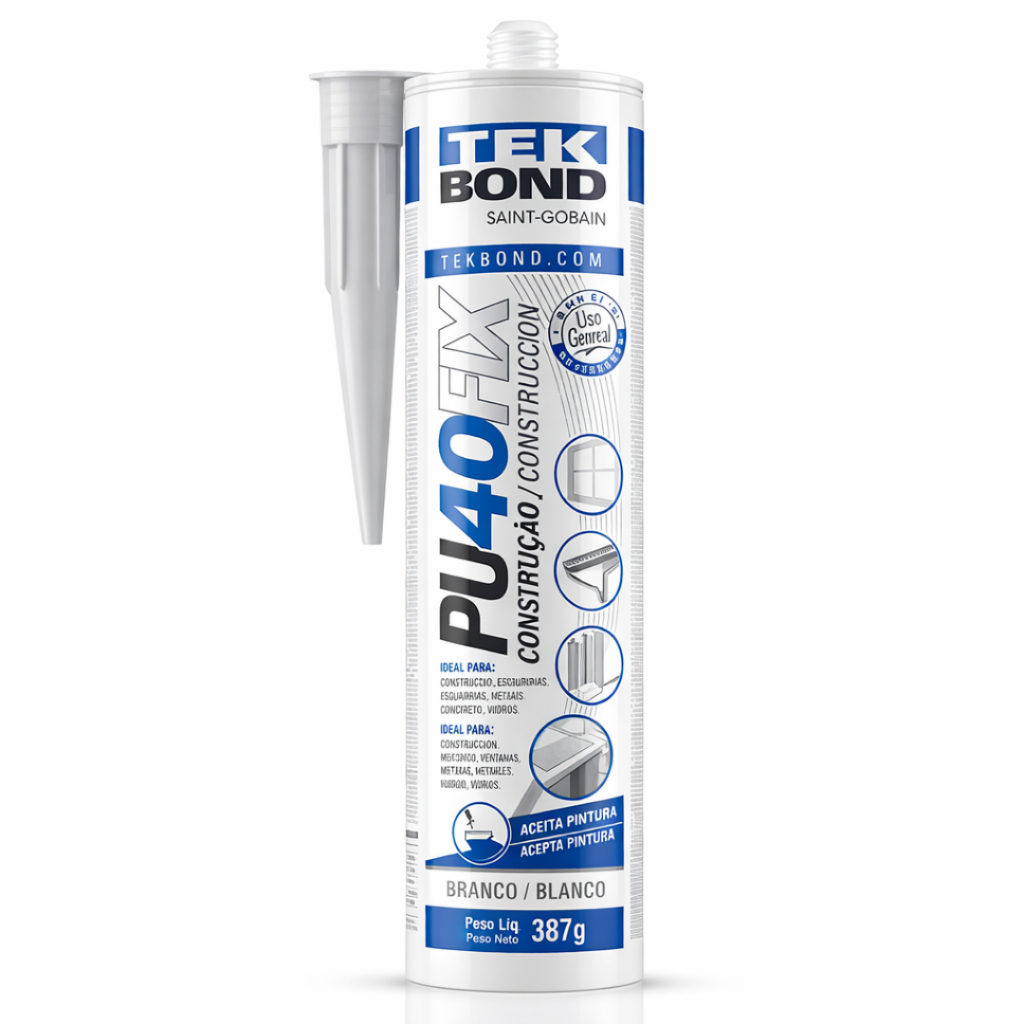 Selante PU40 Tekbond Poliuretano Construção Alta Vedação Branco/Cinza 387g
