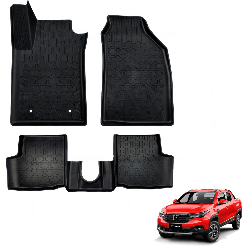 Tapete Bandeja Fiat Strada 2020 a 2026 Grid Borracha TB01007 Preto