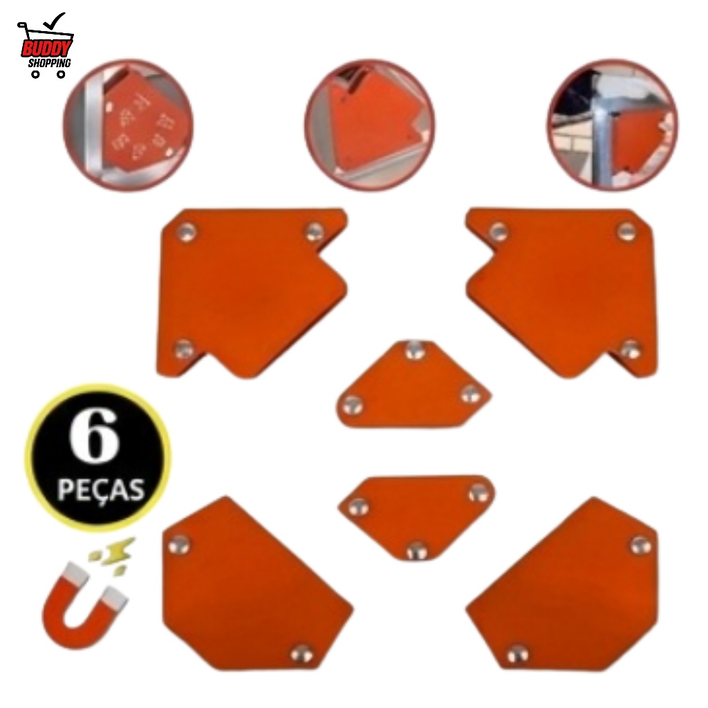 Kit 6 Esquadro Magnético para Soldagem LUATEK LWJ-2291