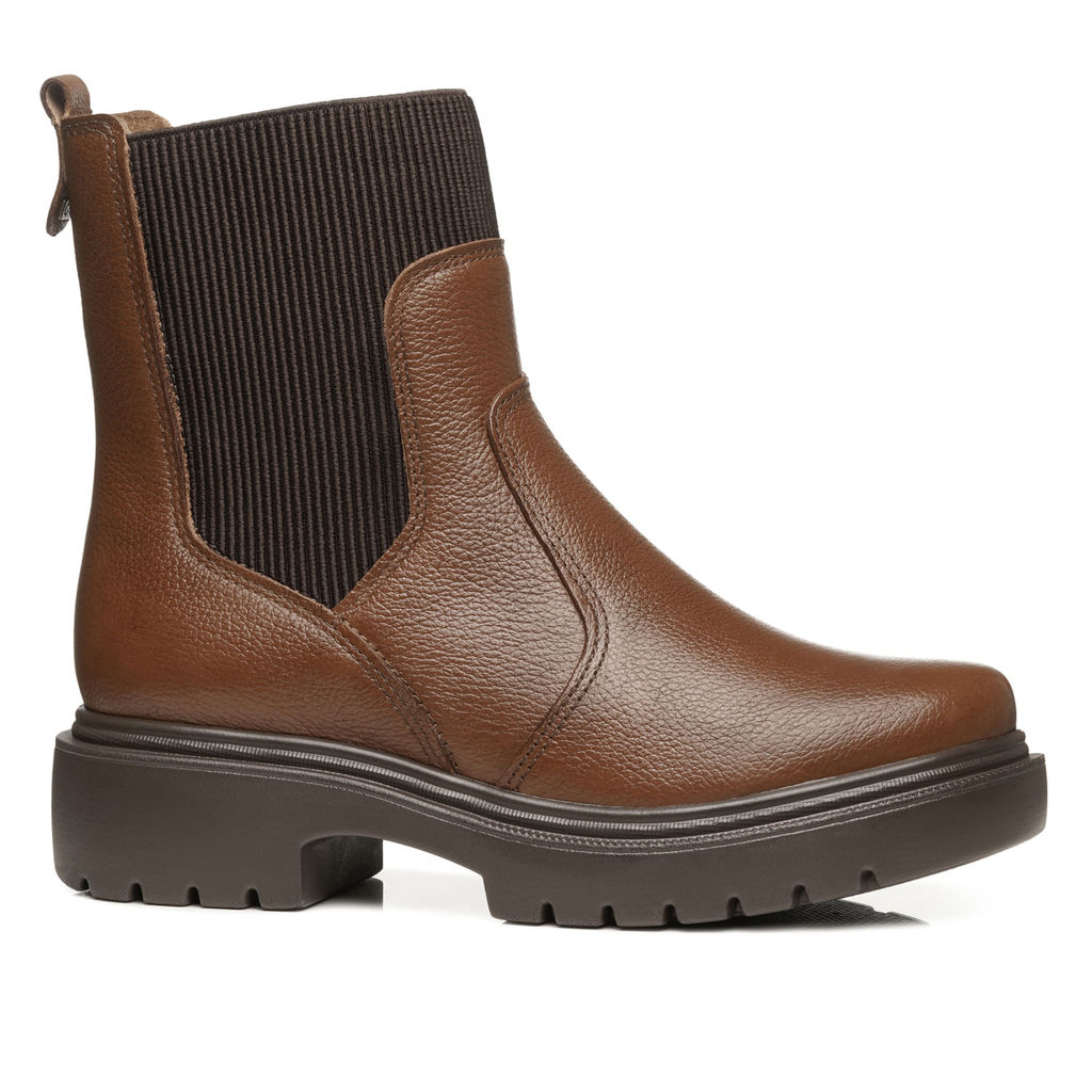 Coturno Pegada Feminino em Couro Terracota Cano Curto 282407-06
