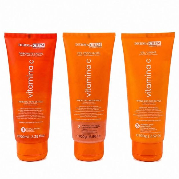 Kit Dermachem Vitamina C Skincare Limpeza+ Esfoliação +Hidratação Facial