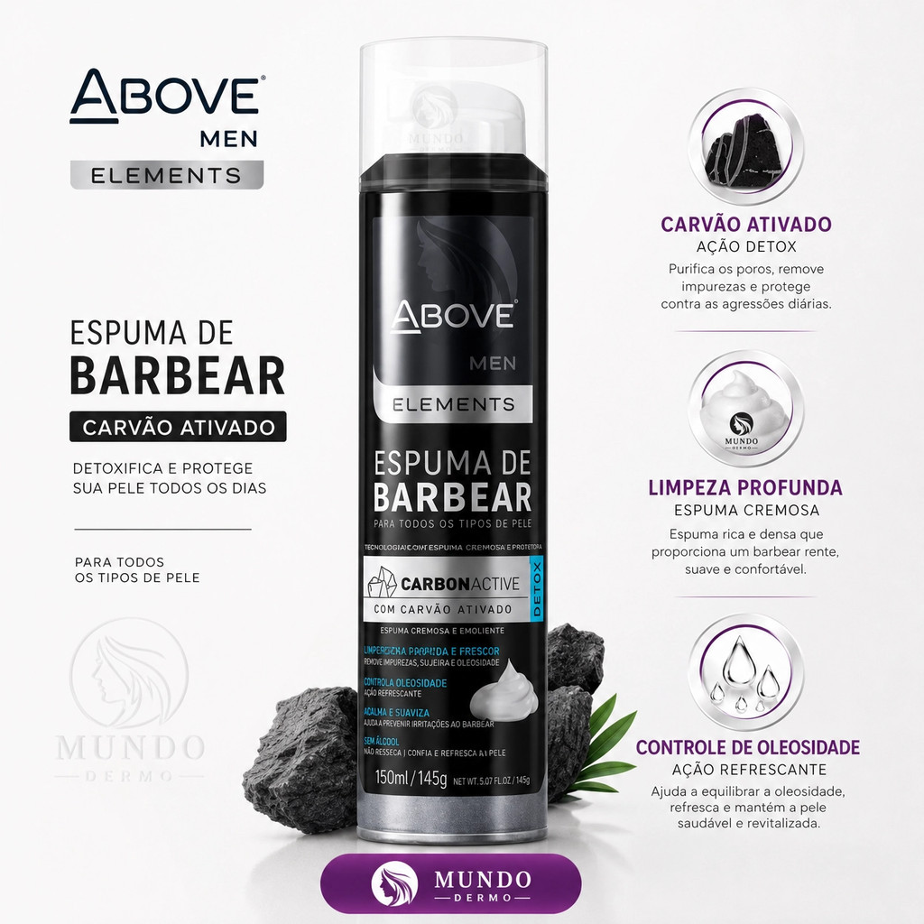 Espuma Barba Above Carvao Ativado 150ml Produto Original Com Nota Fiscal