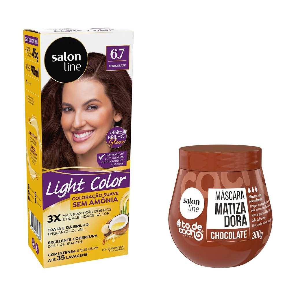 Kit Chocolate Light Color 6.7 + Máscara Matizadora #todecacho 300g