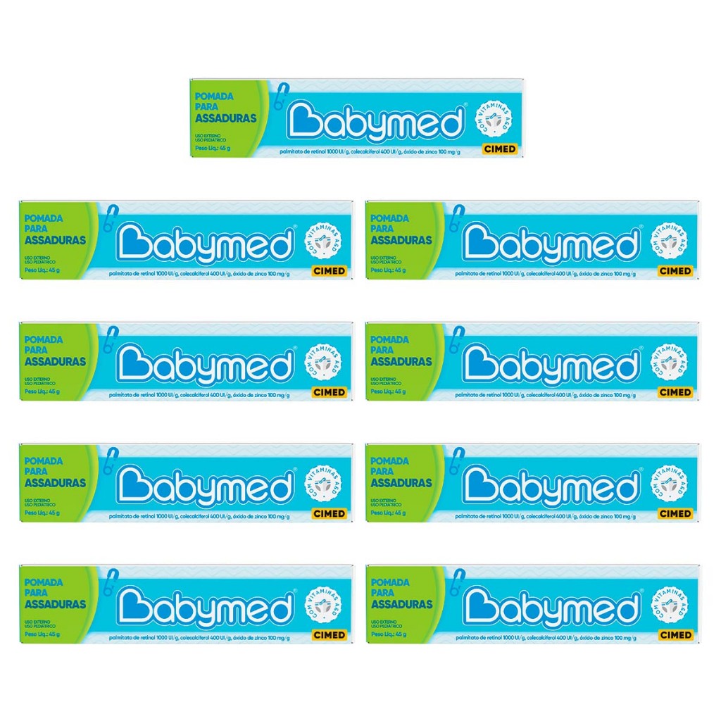 Kit 9x Pomadas Para Prevenção De Assaduras Babymed Azul 45g