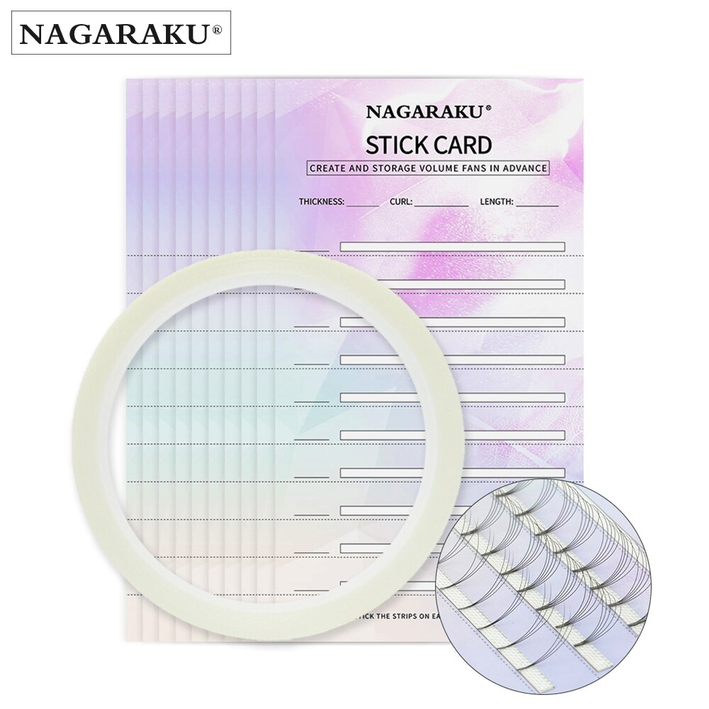 Nagaraku Cartão De Armazenamento De Extensão Dos Cílios Maquiagem Premade Fãs Volume Lash Armazenamento 2mm Fita Pegajosa Cílios Postiços Cartão De Papel