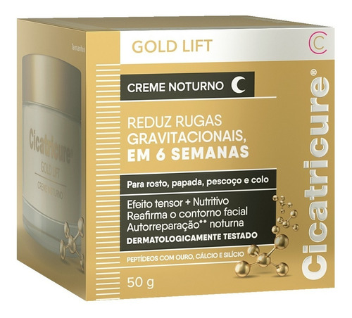 Creme Facial Cicatricure Gold Lift Noturno Reduz Rugas 50g