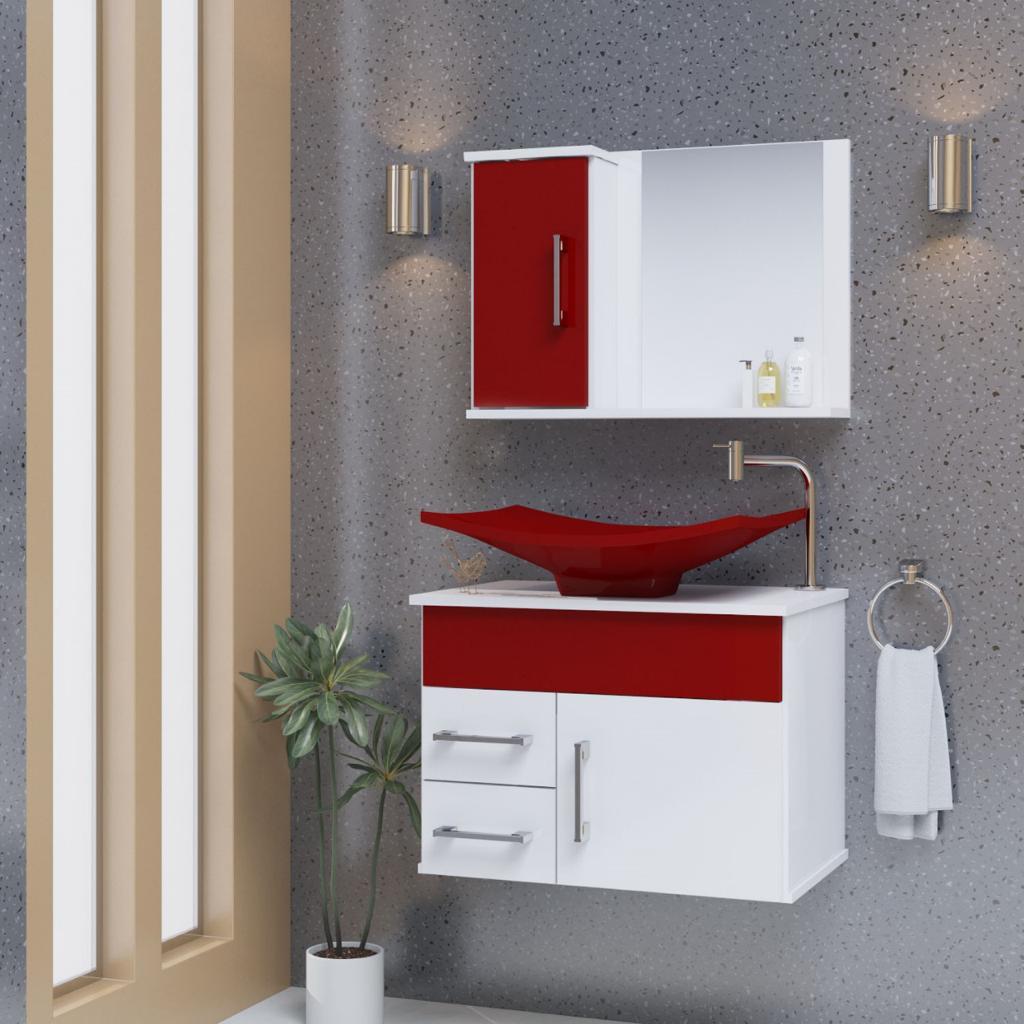 Conjunto Turin MDF gabinete de banheiro com pia e espelheira