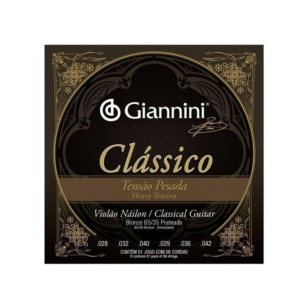 Encordoamento Giannini Clássico para Violão Nylon Tensão Pesada GENWPA
