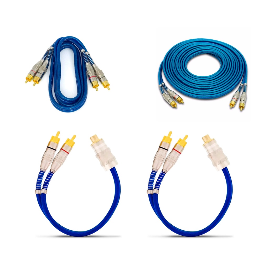 Cabo Y Rca 2 Machos E 1 Fêmea + Rca Azul 5mm + Rca 1 Metro