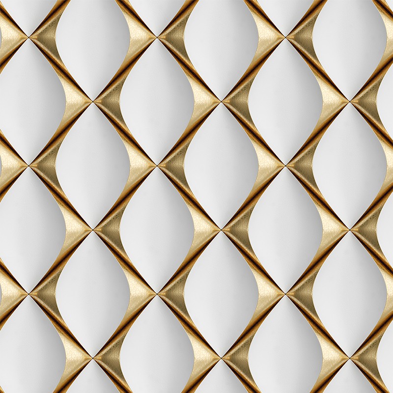 Papel De Parede Adesivo 3d Vinilico Losango em Tons de Branco e Gold