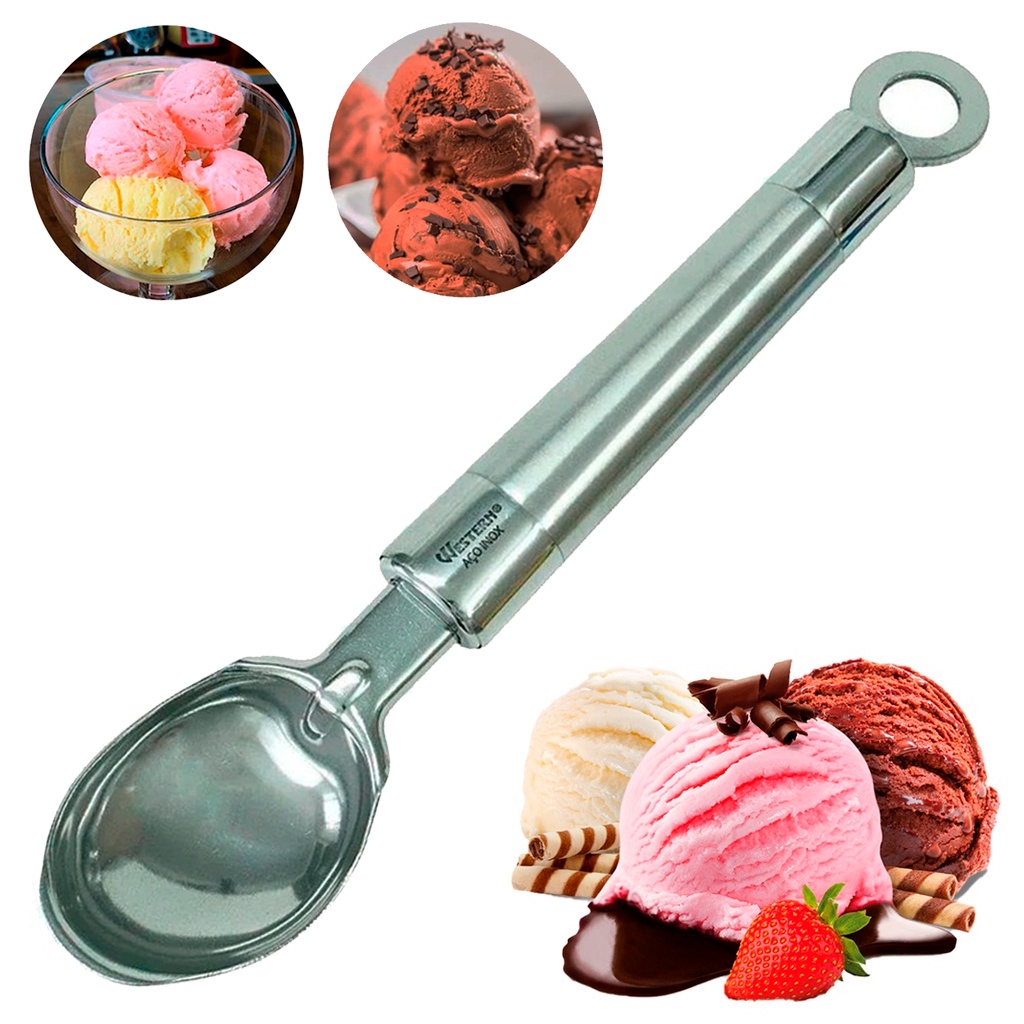 Concha Colher Pegador De Sorvete Bola Em Aço Inox Cromado 21cm