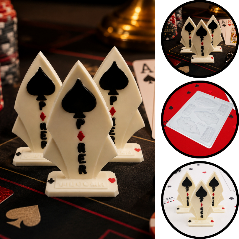 1~10 FORMA SIMPLES TROFÉU POKER CÓD:9536 (F2) EM ACETATO BWB PARA DOCES DE CHOCOLATE  (CARTAS, TROFÉUS  E TRUCO) (CHOCO)